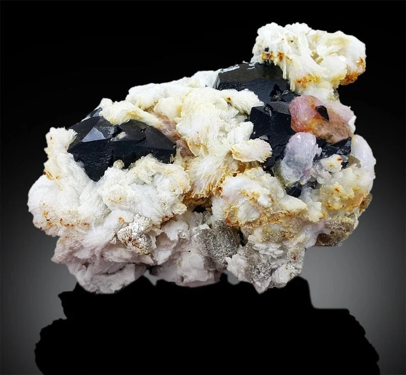 Rare Pink Apatite mineral specimen from Pakistan
Double terminated Pink Apatite crystal
Pink Apatite on Albite matrix