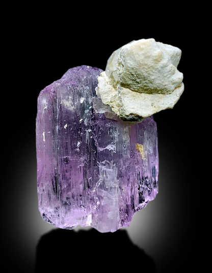 DT kunzite both terminations natural
Mountain shape kunzite stepped faces detail
Pink kunzite green tourmaline contrast