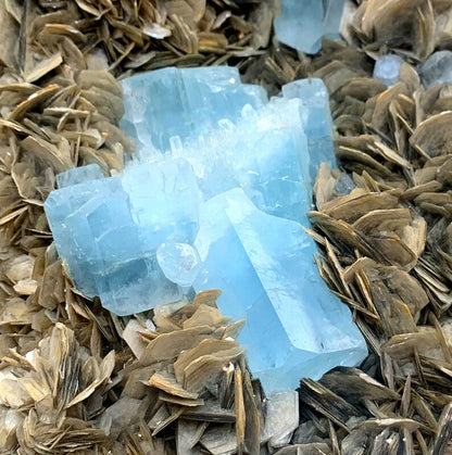 Museum quality aquamarine crystal specimen for sale
Rare aquamarine crystal cluster from Pakistan