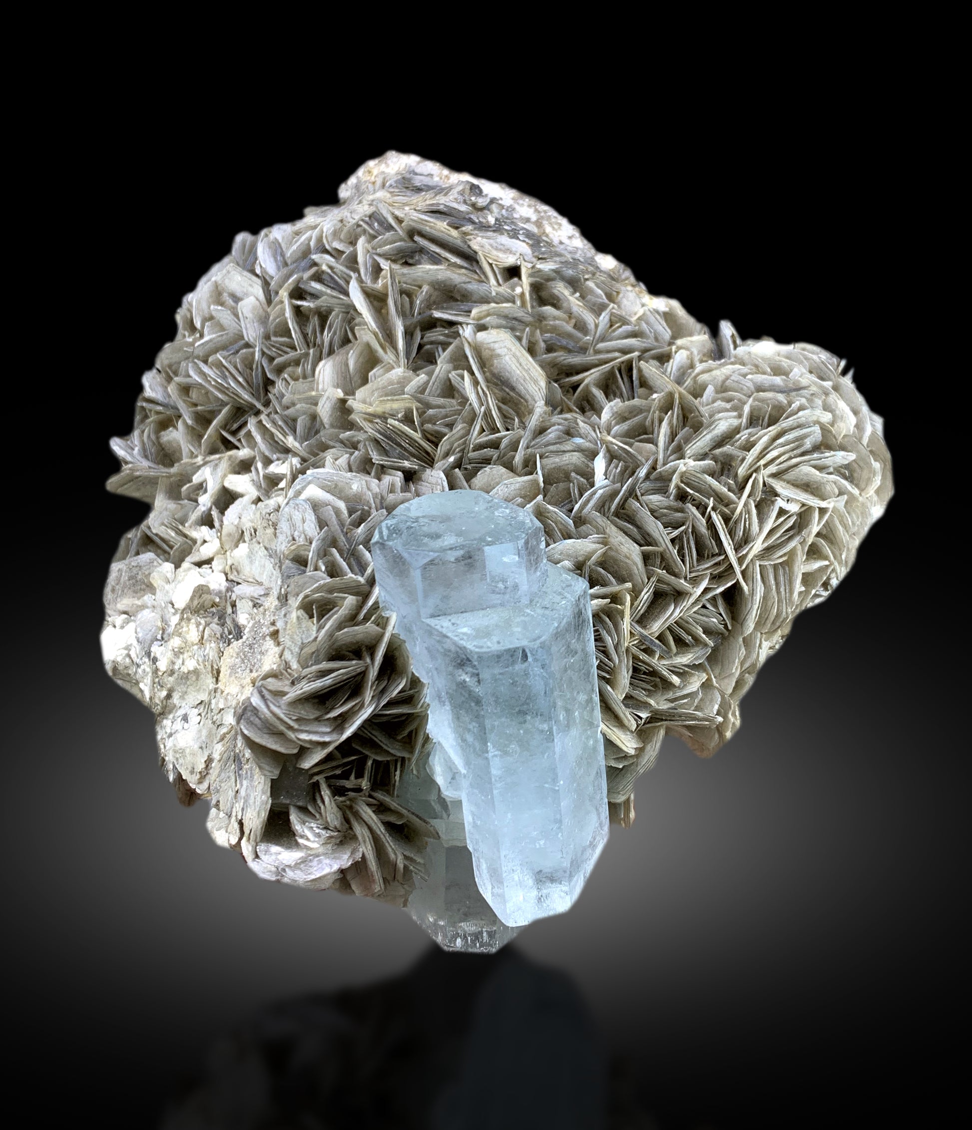 Rare aquamarine crystal from Skardu Pakistan
Genuine aquamarine mineral specimen with mica