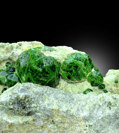 Lush green Demantoid Garnet on matrix
Rare collector mineral specimen green garnet