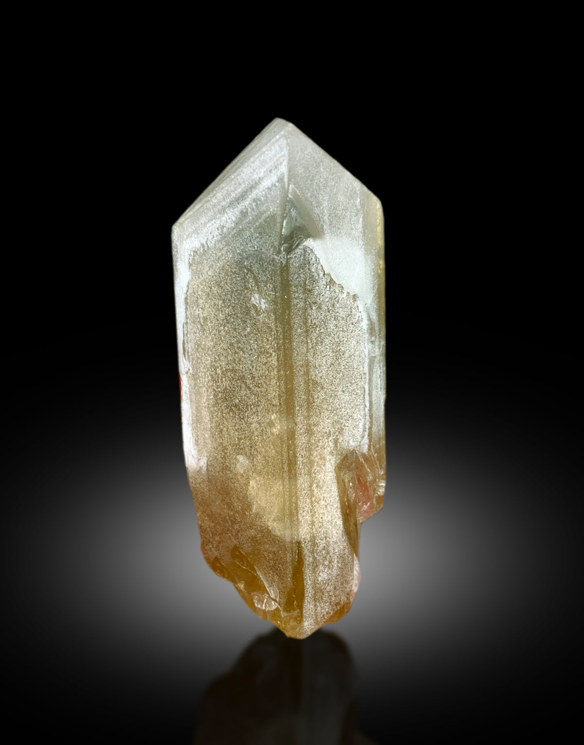 Rare danburite specimen, angled view
Natural terminated danburite, back view