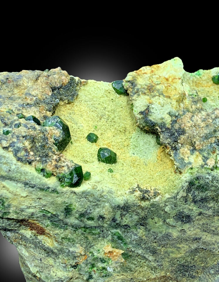 Cabinet size garnet crystal specimen
Rare green mineral from Belqeys Mountain