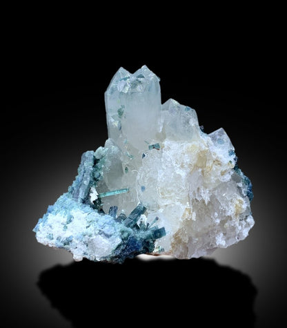 Natural terminated crystals free of chips or damage
Rare blue tourmaline mineral specimen full view
380 gram indicolite tourmaline complete profile