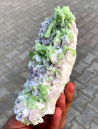 Raw Green Tourmaline Crystal Cluster