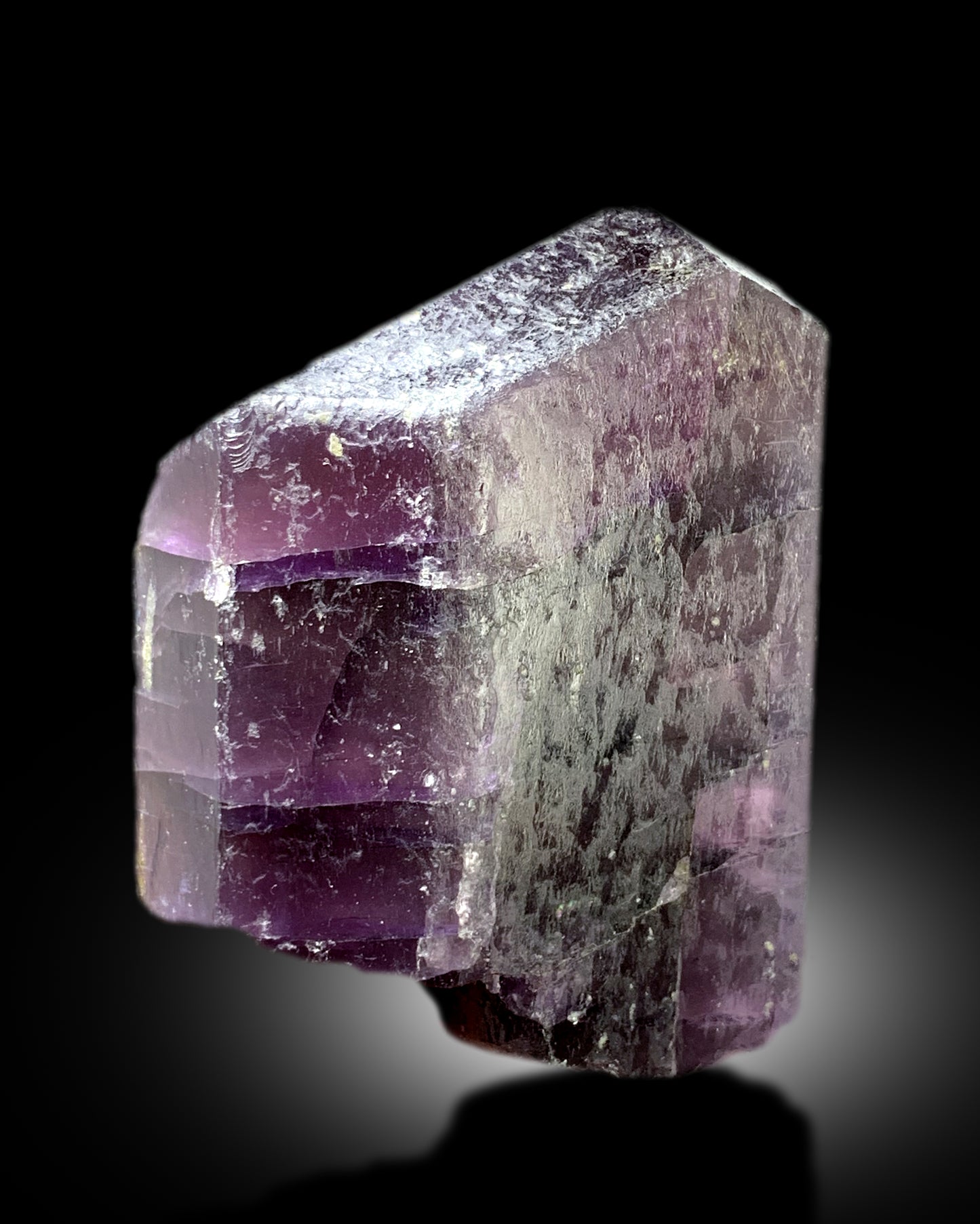 Scapolite crystal dimensions 83 by 59 by 34 mm
Purple scapolite crystal back angle view