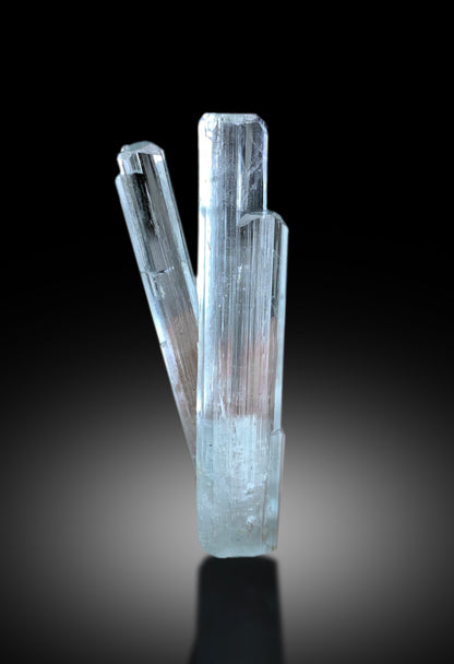 Natural aquamarine crystal pair, top down view
Sky blue aquamarine specimen, macro detail
