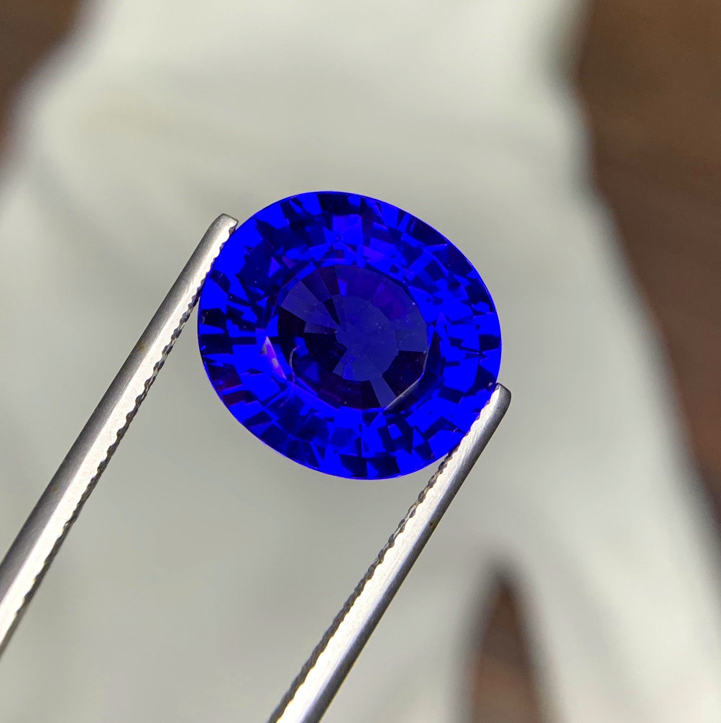 Tanzanite gemstone facets showing pleochroic color
Tanzania tanzanite gemstone under natural light
Natural AAA+ grade tanzanite gemstone