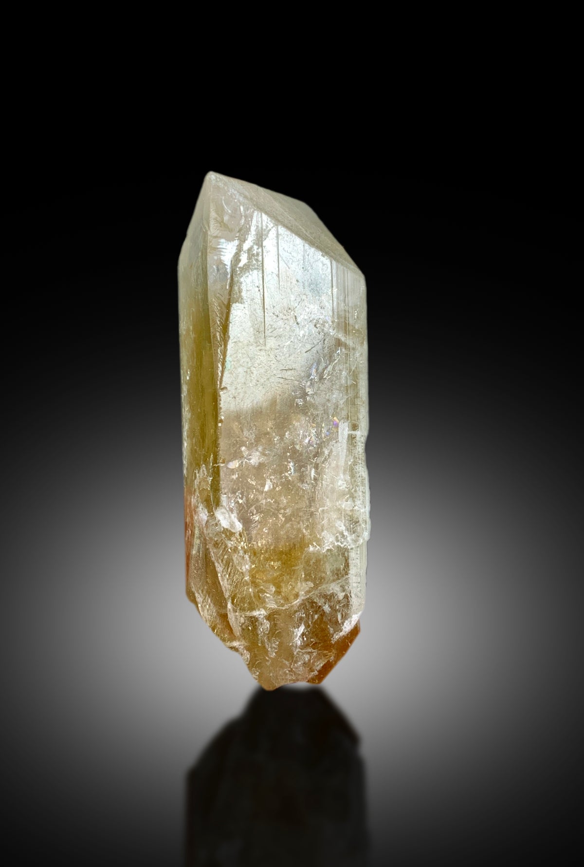 Danburite crystal, termination point detail
Terminated danburite specimen, collector display