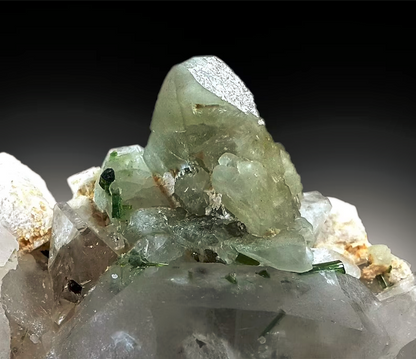 Top view of 621 gram combination mineral specimen
Herderite combination specimen with scale reference