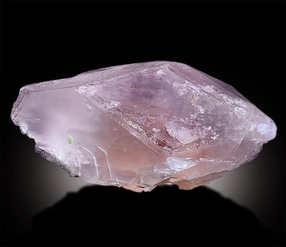 Top view of 678 gram morganite specimen
Morganite crystal with scale reference for size