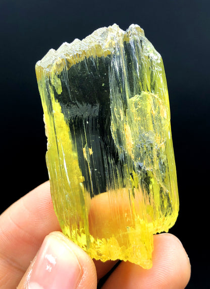 Triphane crystal dimensions 56 by 30 by 11 mm
Yellow triphane crystal back angle view