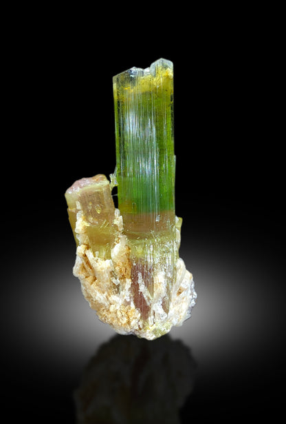 Watermelon tourmaline with lepidolite side view
Top view of 14 gram tourmaline specimen