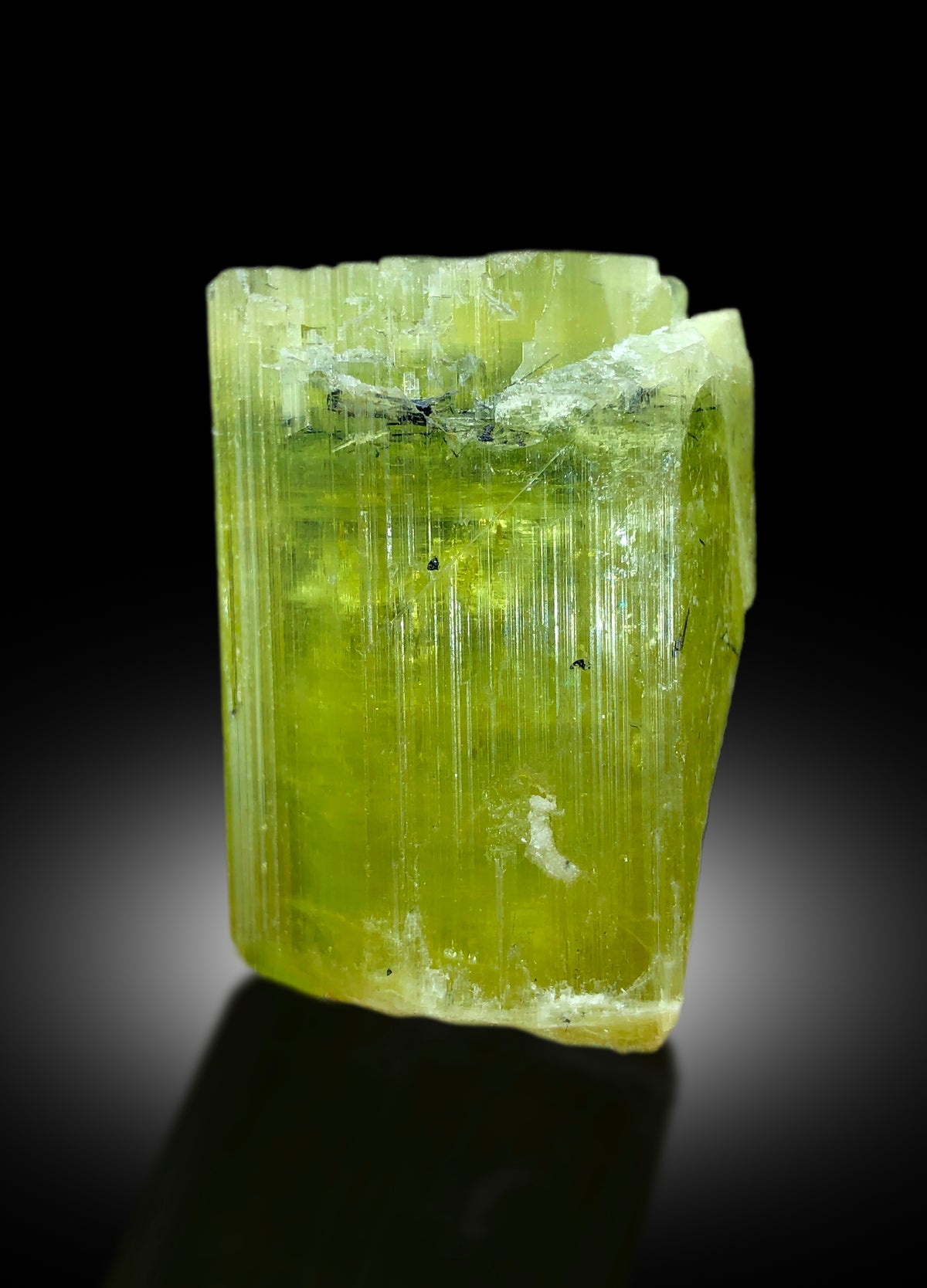 Heliodor crystal faces showing color and luster
Skardu Pakistan heliodor crystal detail view
Natural untreated heliodor crystal specimen
Heliodor crystal dimensions 51 by 31 by 29 mm