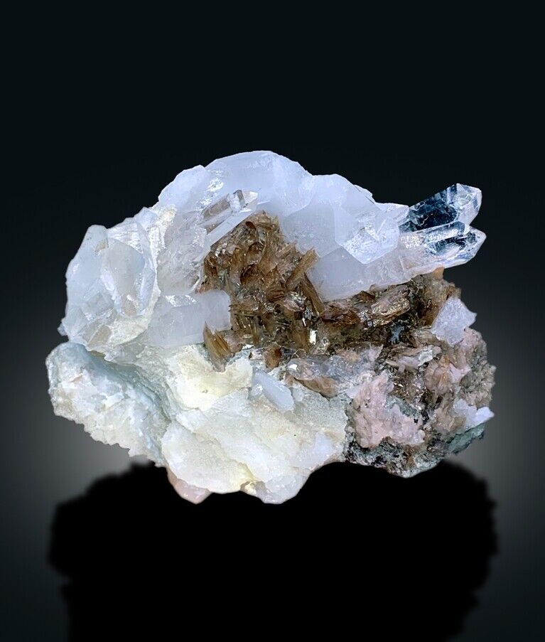 rare Pakistan mineral with sharp axinite formations
aesthetic quartz crystal association display piece