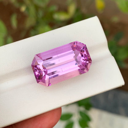 Afghan kunzite cushion cut jewelry stone close-up
Lilac kunzite loose stone showing color shift