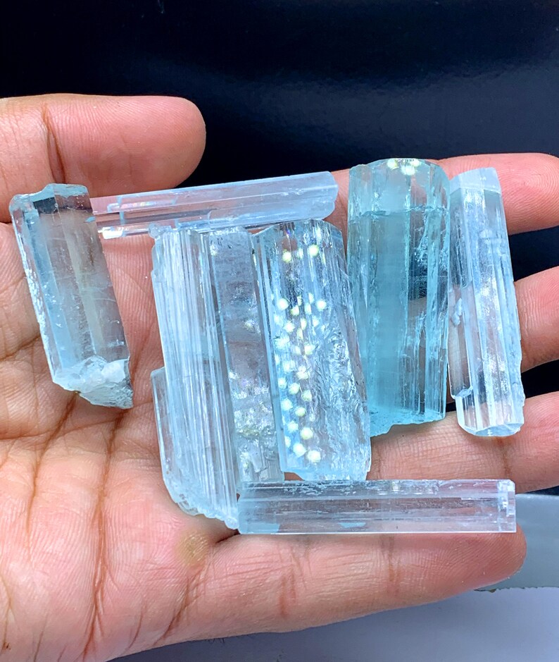 facet grade blue beryl crystals
aquamarine gemstone parcel
collector aquamarine crystal lot