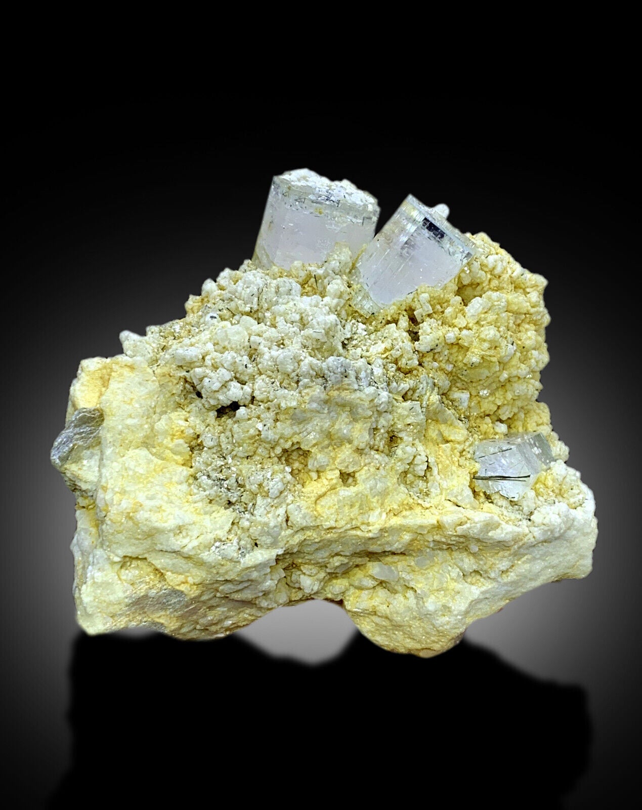 AquaMorganite crystal with schorl and feldspar
bicolor beryl specimen from Skardu Pakistan
rare AquaMorganite display mineral