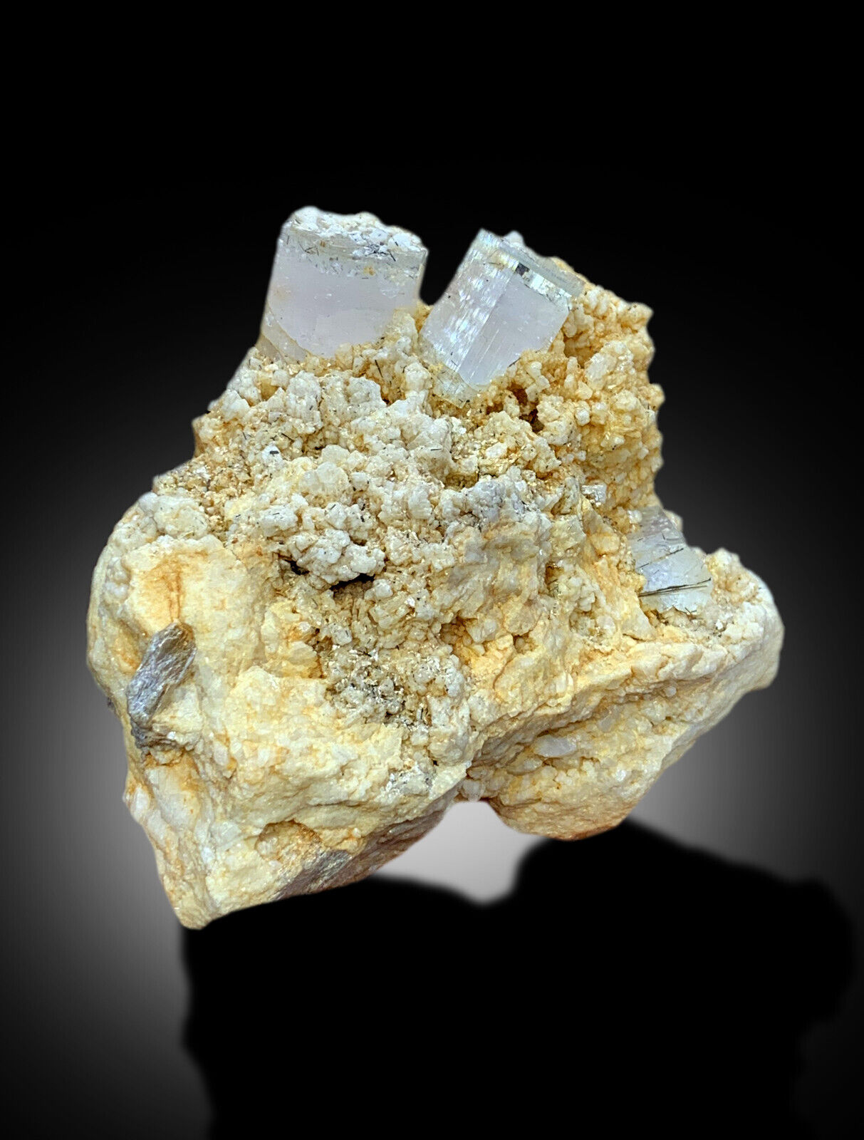 cabinet-display beryl mineral from Pakistan
rare beryl crystal with feldspar matrix