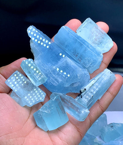 collector aquamarine rough mineral parcel
natural blue aquamarine crystal collection
