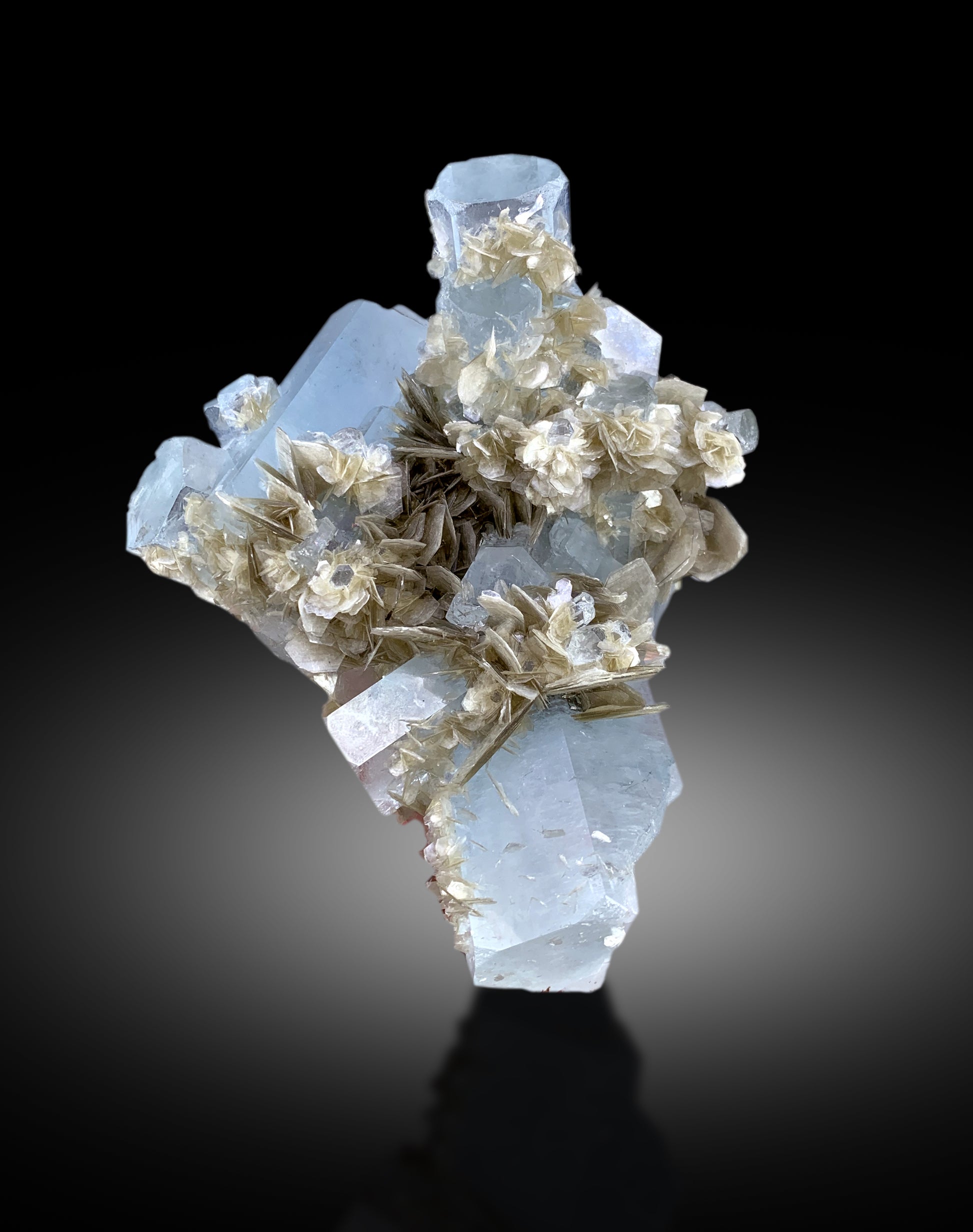 collector grade aquamarine crystal specimen
aquamarine crystal cluster from Gilgit Baltistan