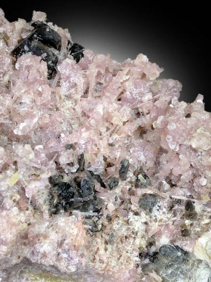 natural quartz and tourmaline mineral formation
collector pink tourmaline display specimen