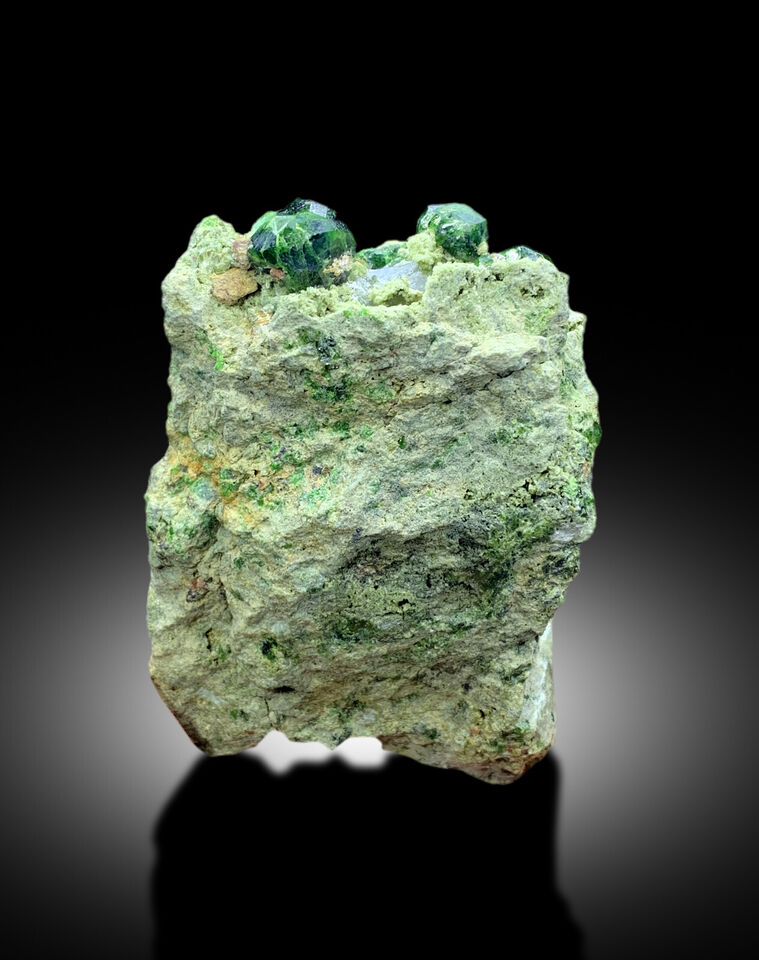 collector quality green garnet display piece
natural demantoid garnet crystal formation