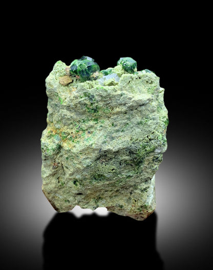 collector quality green garnet display piece
natural demantoid garnet crystal formation