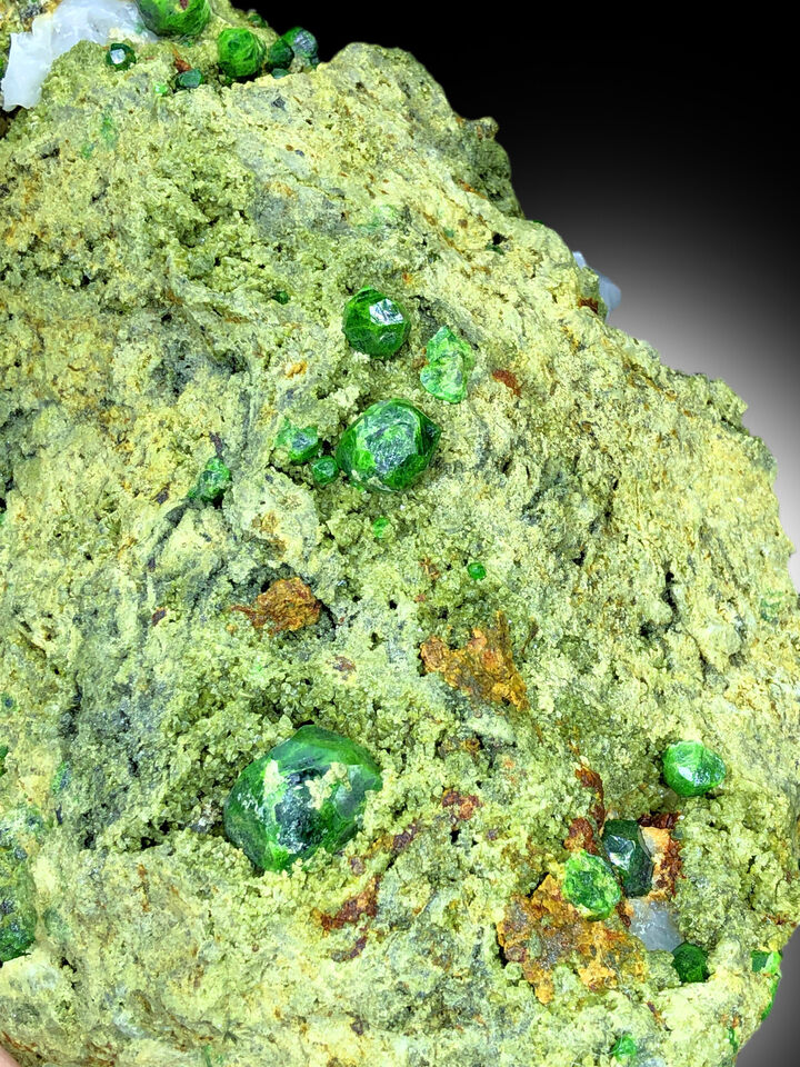 museum grade green garnet mineral specimen
demantoid garnet on matrix natural formation