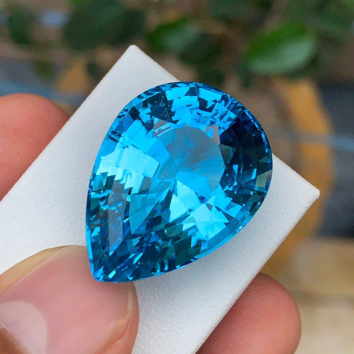 Swiss Blue Topaz Gemstone, Pear Shape Topaz Jewelry Stone, Natural Topaz