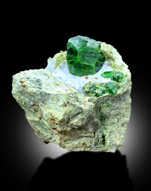 green demantoid garnet crystal specimen
rare demantoid garnet from Belqeys Mountain
