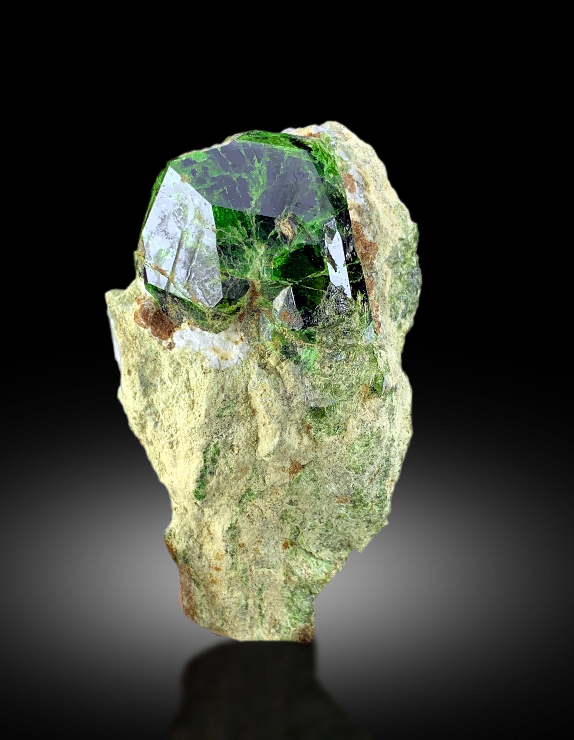 natural demantoid garnet on matrix
green garnet crystal specimen