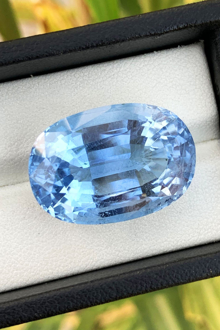 Sky Blue Aquamarine Loose Gemstone, Santa Maria Aquamarine Oval Shape, Excellent Faceted Brazilian Aquamarine Gemstone For Necklace, 37.5 CT