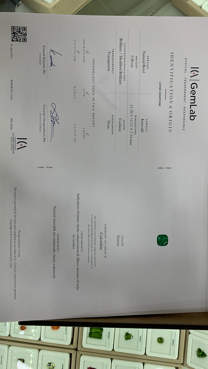 Colombian Square Cushion Cut Natural Emerald, Perfect Brilliant Square Shape Colombia Emerald Gemstone , Emerald Jewellery , 5.90 Carats