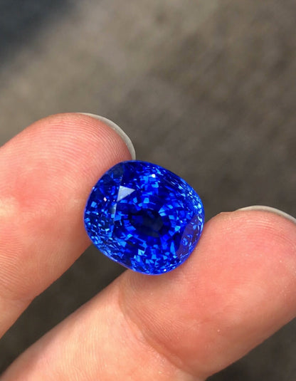 Natural GRS Certified Blue Sapphire Gemstone ,GRS Certified Royal Blue Sapphire Perfect Cushion Cut for engagement Ring 17.55 carts
