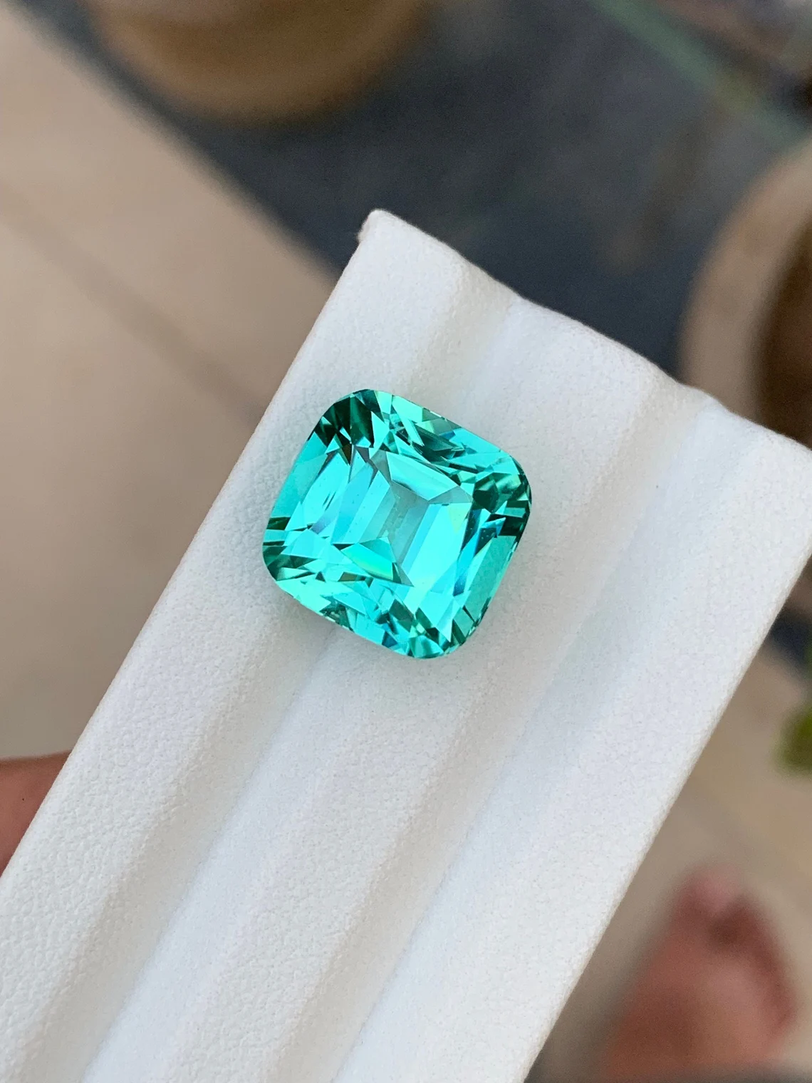 Natural Beautiful Lagoon Colour Tourmaline Gemstone For Sale , Cushion Shape Fine Cut Afghanistan Lagoon Tourmaline For Jewellery 14.30 CT