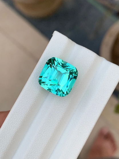 Natural Beautiful Lagoon Colour Tourmaline Gemstone For Sale , Cushion Shape Fine Cut Afghanistan Lagoon Tourmaline For Jewellery 14.30 CT
