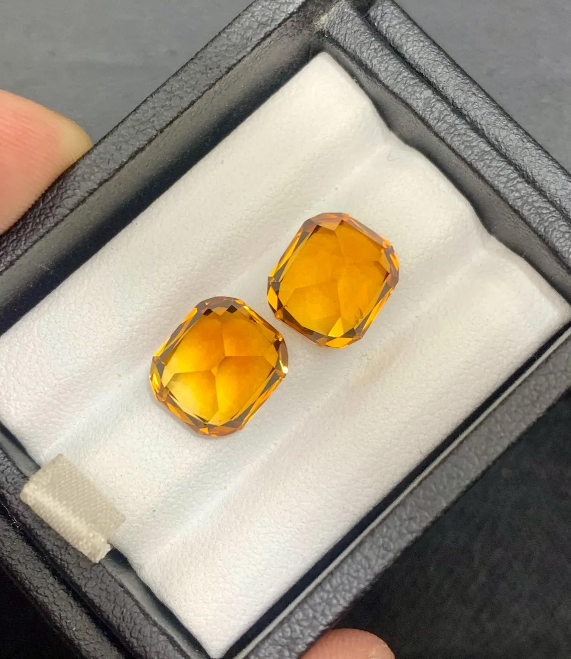 Mesmerising Orange Citrine Gems Pair, Faceted Fine Quality Cushion Cut Citrine, Bright Orange Madeira Citrine From Brazil - 9.65 carat