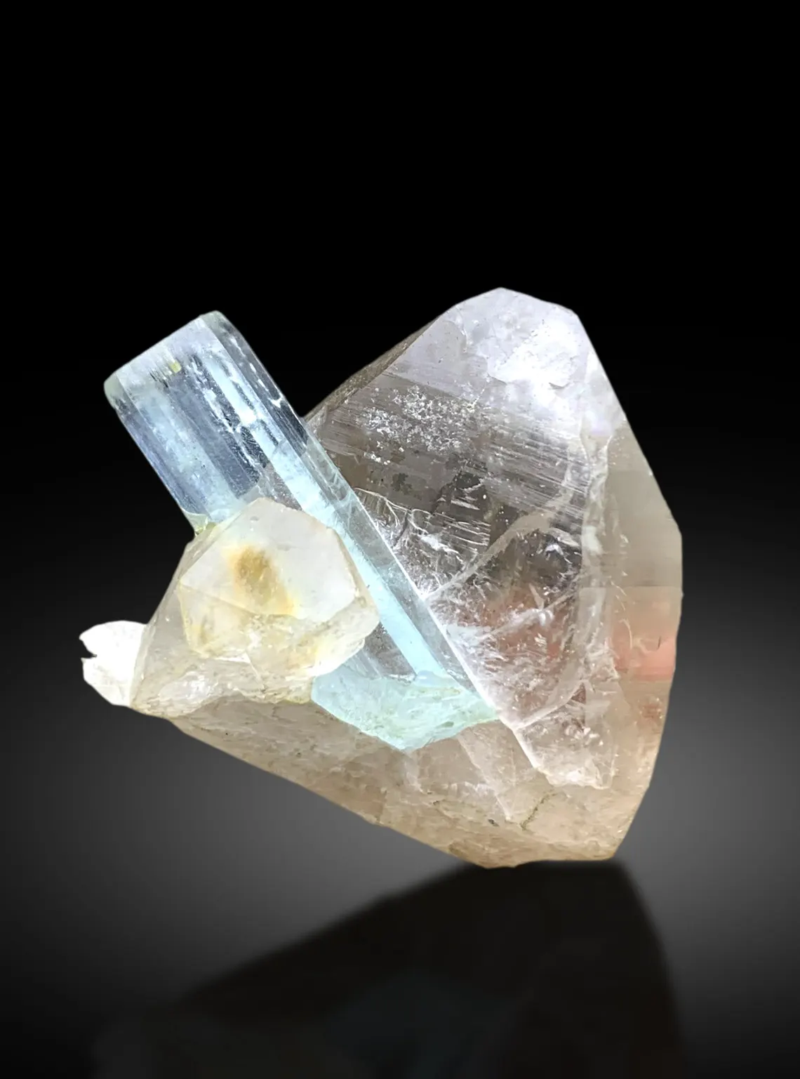 Transparent Blue Aquamarine on Quartz from Pakistan - 39 gram