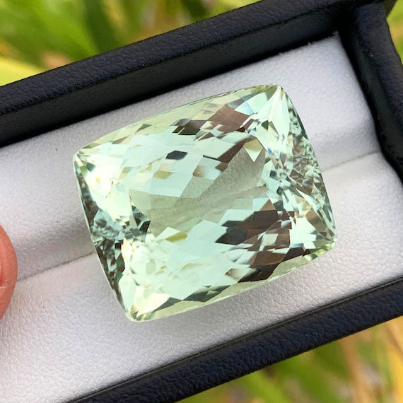 Light Green Kunzite Loose Gemstone, Faceted Kunzite Cut Stone, Natural Kunzite var Hiddenite Gemstone, Cushion Cut Kunzite, 81 CT