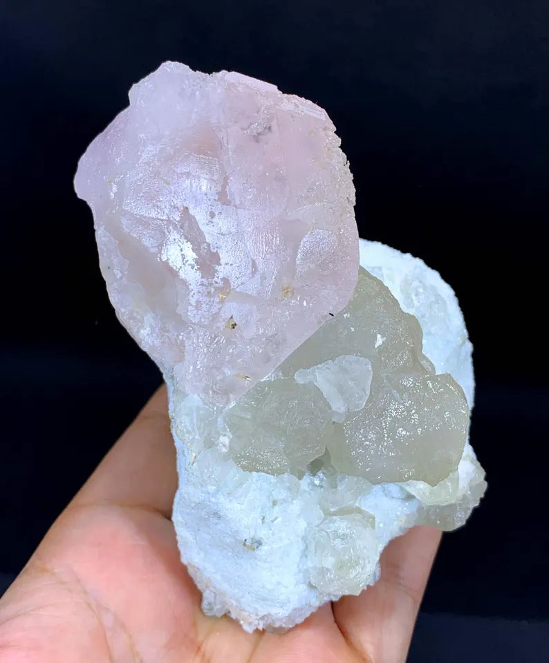 Pink Color Morganite with Quartz from Afghanistan - 615 Gram