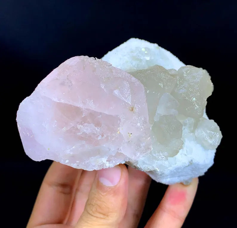 Pink Color Morganite with Quartz from Afghanistan - 615 Gram