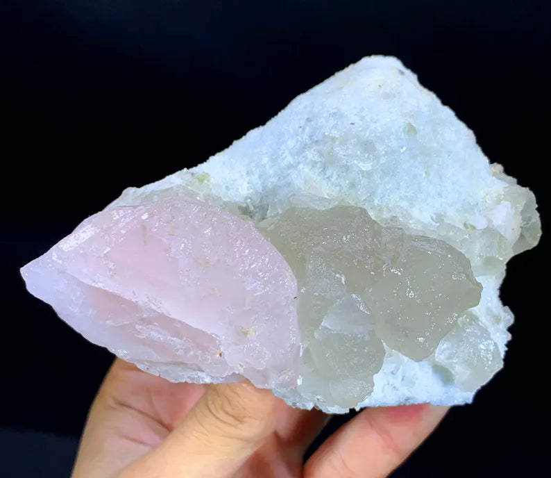 Pink Color Morganite with Quartz from Afghanistan - 615 Gram