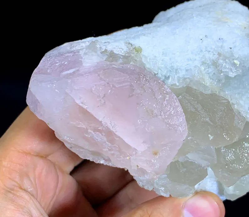 Pink Color Morganite with Quartz from Afghanistan - 615 Gram