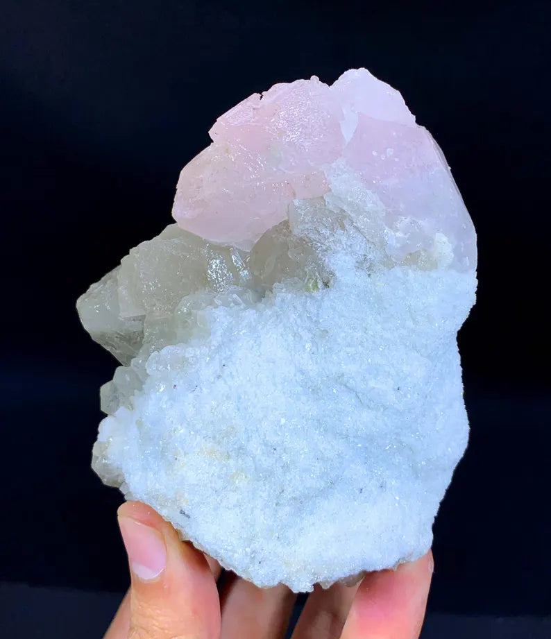 Pink Color Morganite with Quartz from Afghanistan - 615 Gram