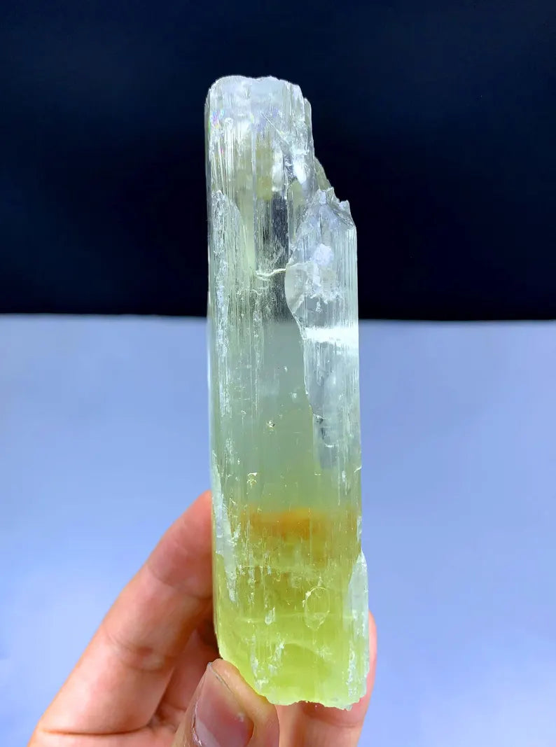 Transparent Yellow Color Triphane Kunzite Crystal from Afghanistan