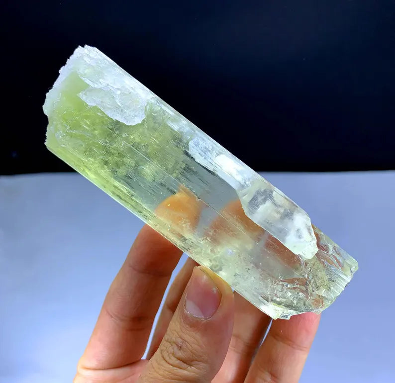 Transparent Yellow Color Triphane Kunzite Crystal from Afghanistan