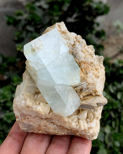 Natural Aquamarine Specimen: Feldspar & Muscovite, Pakistan (336 Grams