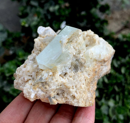 Natural Aquamarine Specimen: Feldspar & Muscovite, Pakistan (336 Grams