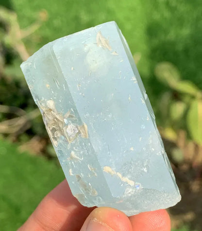 Natural Terminated Aquamarine Crystal With Rainbow Inclusion And Muscovite From Pakistan - 99.20 Grams